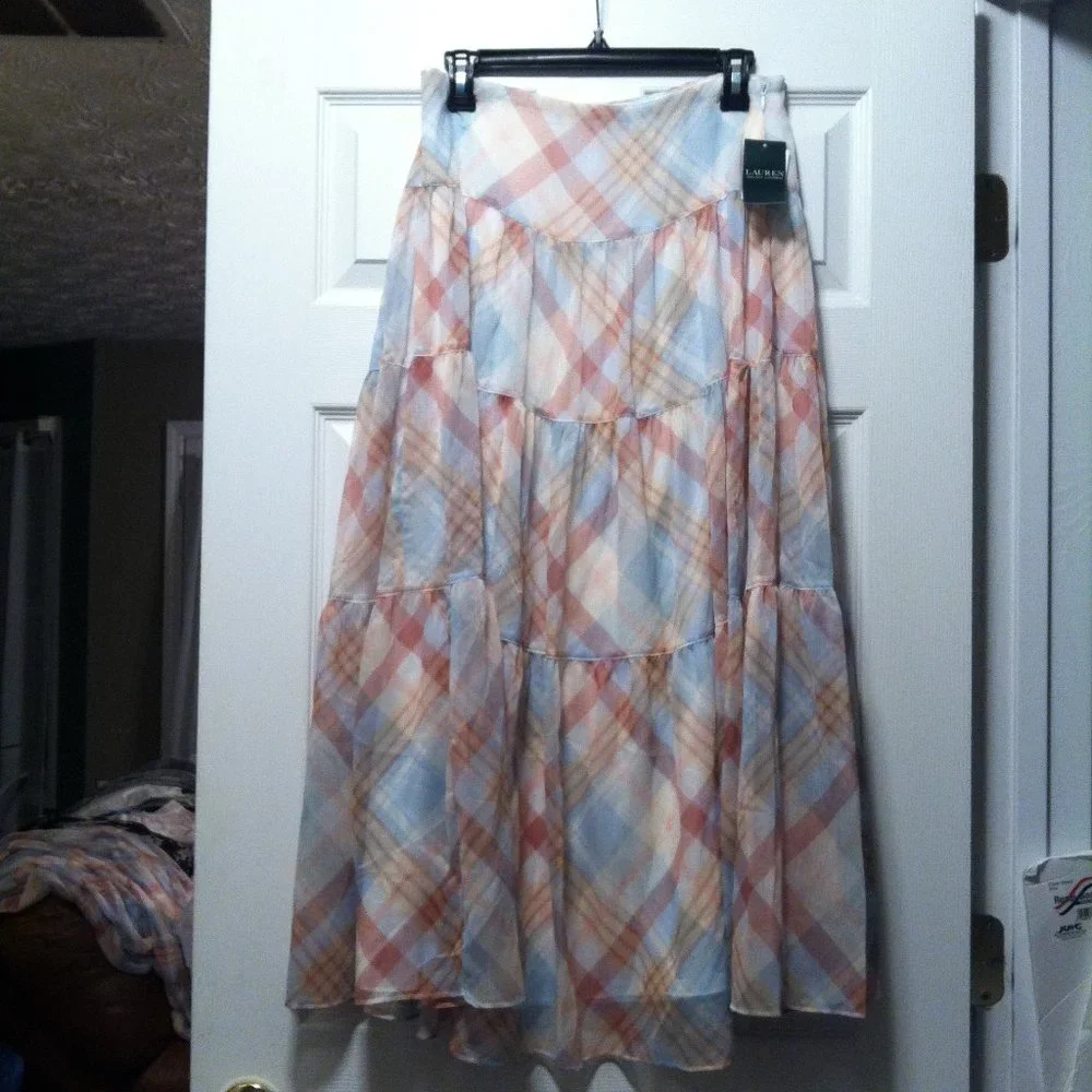 RALPH LAUREN WOMEN'S NEW CREAM 100%POLYESTER SKIRT SIZE: 6